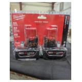 2 Milwaukee M12 xc 3 ah batteries