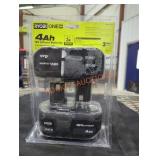 2 Ryobi 18v 4 ah lithium batteries