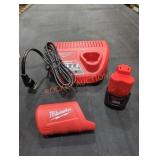 Milwaukee M12 Battery + Holder + Charger