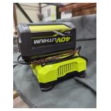 Ryobi 40v 6 ah battery and charger