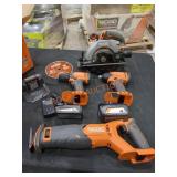 Ridgid 18v 4 Tool Combo Kit, Sold as is where is,