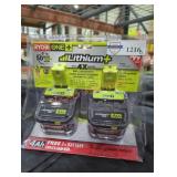 2 Ryobi 18v 4 ah lithium batteries