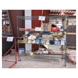 Rack Lot Various Home Items, Paint, Deadbolts,