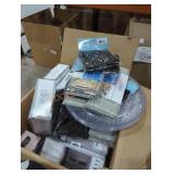 Box lot of antennas and clips and platters Box lot of antennas and clips and platters