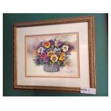 Fuller Signed Pansy Watercolor Painting