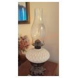 vintage milkglass oil lamp