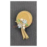 Vintage Krementz Forget Me Not Enamel Bonnet