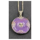 925 Stamped Purple Pendant Necklace