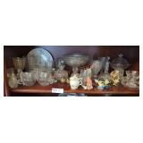 Clear Glass & Ceramic Shelf Lot
