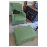 Vintage Green Chair & Ottoman