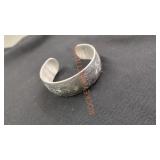 Pewter floral etched cuff bracelet
