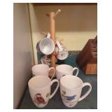 Bird Mugs & Mug Rack