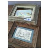 Pair of Signed Print Art Pieces