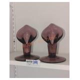 Jack in pulpit purple glass vase pair