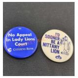 Vintage Nittany Lions button pins
