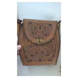 Hand tooled vintage leather bag