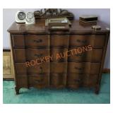 Vintage 34"x44" Scalloped Dresser with Mirror