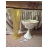Compote Dish & Yellow Vase