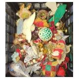 Vintage crate full of ornaments