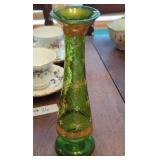 Bohemian Green Glass Vase