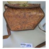 Hand tooled leather hand bag