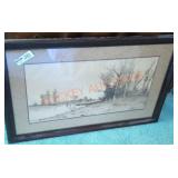 Vintage framed landscape