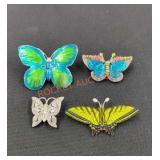 4 Butterfly Brooches