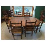 Vintage Solid Wood Dining Table with 8 Chairs