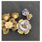 Vintage pin and earring sets