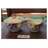 Purple Floral Creamer & Sugar