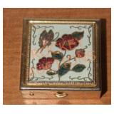 Vintage Floral Butterfly Tin Trinket Box