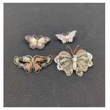 4 Butterfly Brooches