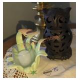 Metal Owl and Candleholder