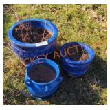 Blue pottery planters