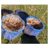 blue pottery planter pair