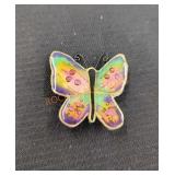 Signed Magtuttle Hand Painted Butterfly Brooch