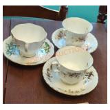 Patterned Teacups with Saucers