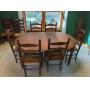 Vintage Solid Wood Dining Table with 8 Chairs