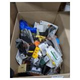 Box Lot Assorted Items, Faucets, Gloves, Nails,