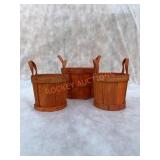 Set Of 3 Small Wooden Baskets