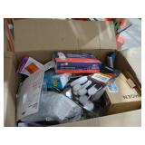 Box Lot Home Items, Sink Hose, Gloves, Fluid