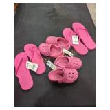 Pink Flip Flops And Crocs Lot