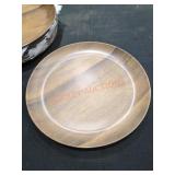 (12) Wood Melamine Dinner Plates