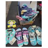 Box Lot of Assorted Flip Flops