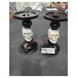 (2) Skull Candle Stick Holders