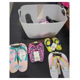 Storage Container Filled w/ Assorted Flip Flops