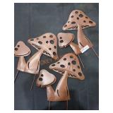 3 Mushroom Garden Stakes, Metal