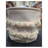 Fringed Boho Canvas Bucket, Storage Containers