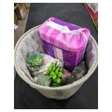 LOT OF FAKE PLANTS, HATS, AND PADS