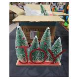 (4) Joy Christmas Tree Decorative Table Decor